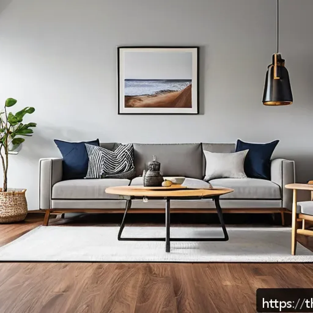 집 인테리어 비용 - A modern Thai living room featuring high-quality wood-plastic composite flooring that closely resemb...