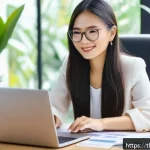 온라인 쇼핑몰 창업비용 - A modern online business workspace featuring a Thai entrepreneur managing an e-commerce website on a...