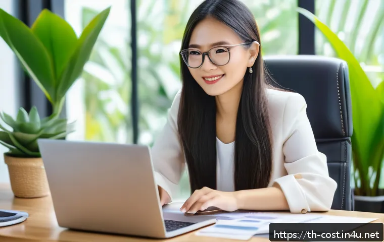 온라인 쇼핑몰 창업비용 - A modern online business workspace featuring a Thai entrepreneur managing an e-commerce website on a...